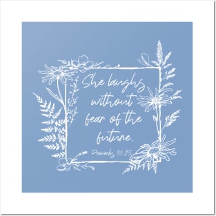 She Laughs Without Fear Wildflower Frame Bible Verse Posters and Art